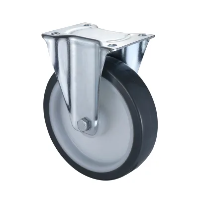 07 Series Industrial Castors with UP Series Grey Thermoplastic Polyurethane Wheel Fixed Castors