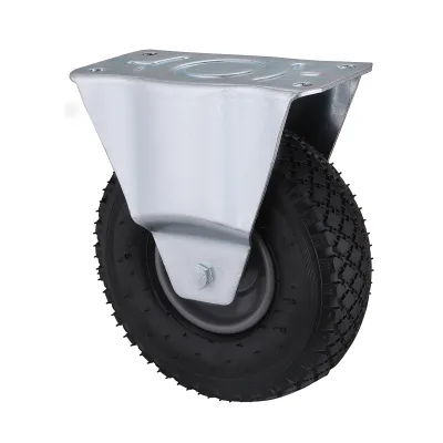 08 Series Industrial Castors with FS Series Black Pneumatic Rubber Wheel Fixed Castors