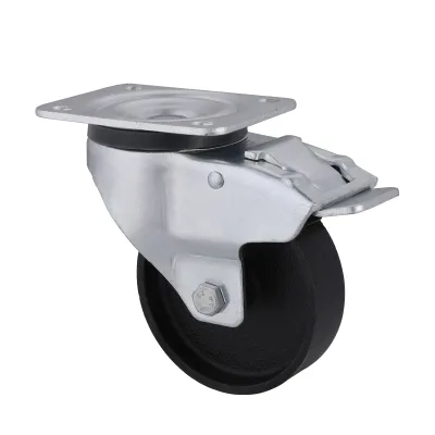 09 Series Heat-Resistant Castors with II Series Black Heat-Resistant Casting Iron Wheel Swivel Castors with Total Brakes