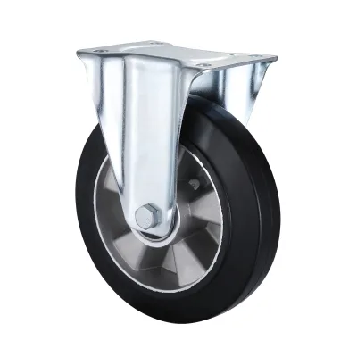 09 Series Industrial Castors with EA Series Black Elastic Rubber Wheel Fixed Castors