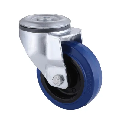 09 Series Industrial Castors with EP Series Blue Elastic Rubber Wheel Bolt Hole Castors