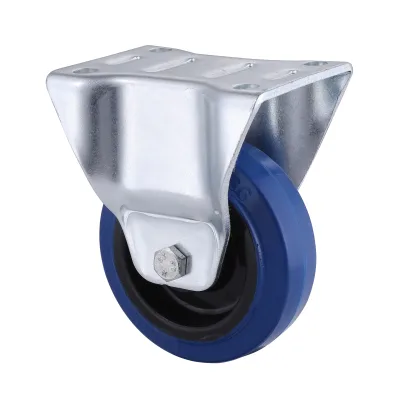 09 Series Industrial Castors with EP Series Blue Elastic Rubber Wheel Fixed Castors