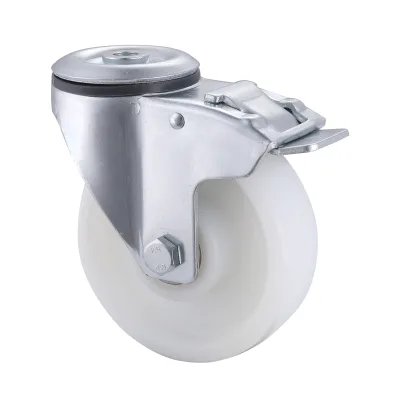 09 Series Industrial Castors with PH Series White Polyamide Wheel Bolt Hole Castors with Total Brakes