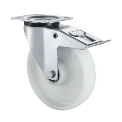 09 Series Industrial Castors with PH Series White Polyamide Wheel Swivel Castors with Total Brakes