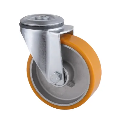 09 Series Industrial Castors with UA/UH Series Yellow Polyurethane Wheel Bolt Hole Castors