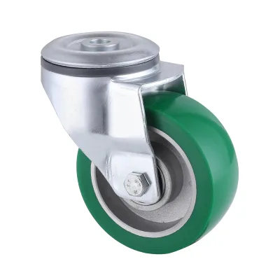 09 Series Industrial Castors with UH Series Green Elastic Polyurethane Wheel Bolt Hole Castors