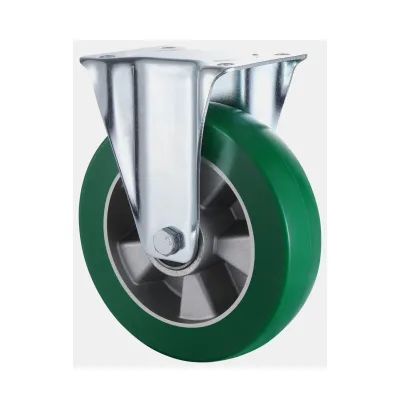09 Series Industrial Castors with UH Series Green Elastic Polyurethane Wheel Fixed Castors