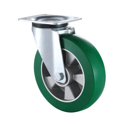 09 Series Industrial Castors with UH Series Green Elastic Polyurethane Wheel Swivel Castors