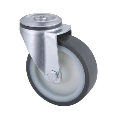 09 Series Industrial Castors with UM Series Grey Thermoplastic Polyurethane Wheel Bolt Hole Castors