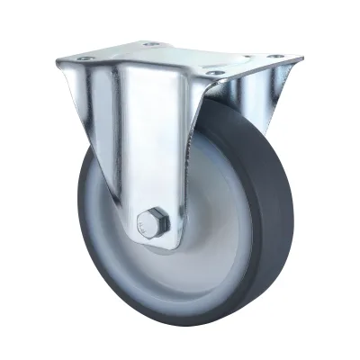 09 Series Industrial Castors with UM Series Grey Thermoplastic Polyurethane Wheel Fixed Castors