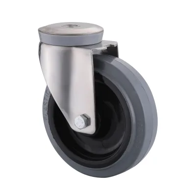 10 Series Stainless Steel Castors with EP Series Grey Elastic Rubber Wheel Bolt Hole Castors
