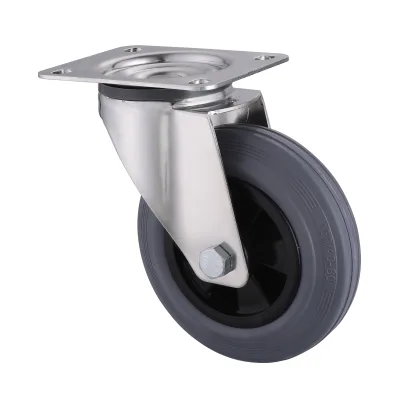 10 Series Stainless Steel Castors with GP Series Grey Soild Rubber Wheel Swivel Castors