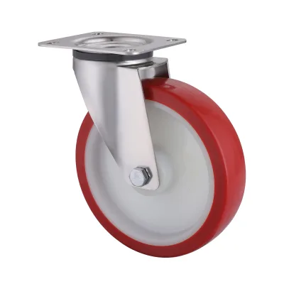 10 Series Stainless Steel Castors with UP Series Red Thermoplastic Polyurethane Wheel Swivel Castors