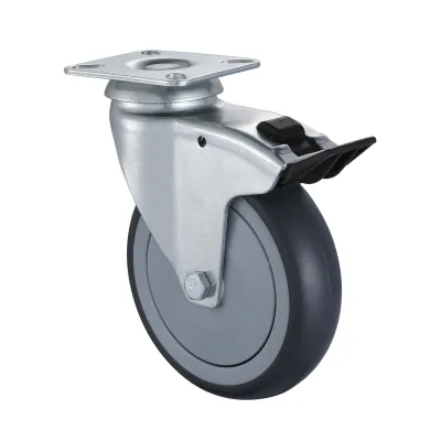 18 Series Institutional Castors with TP Series Thermoplastic Rubber Wheel1 Swivel Castors with Total Brakes