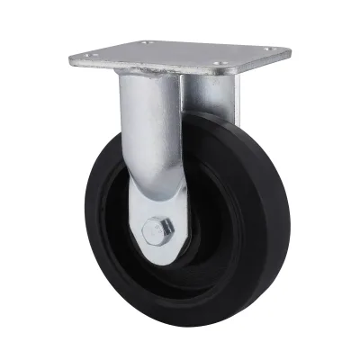 23 Series Heavy Duty Castors with EI Series Black Elastic Rubber Wheel Fixed Castors