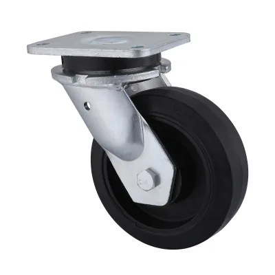 23 Series Heavy Duty Castors with EI Series Black Elastic Rubber Wheel Swivel Castors