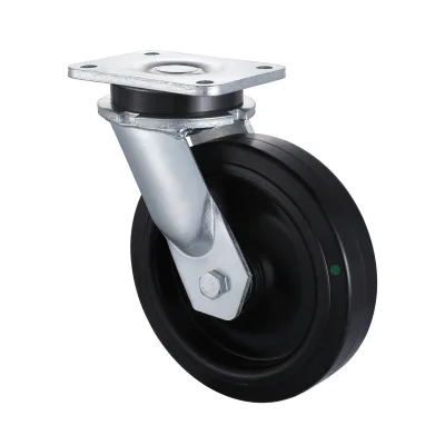 23 Series Heavy Duty Castors with ES Series Black Elastic Rubber Wheel Swivel Castors