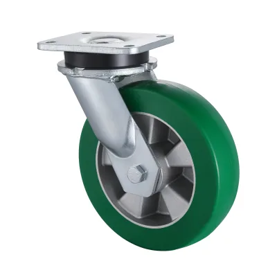 23 Series Heavy Duty Castors with UH Series Green Elastic Polyurethane Wheel Swivel Castors
