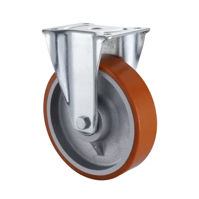 Heavy Duty Castors with UI Series Yellow Polyurethane Wheel Fixed Castors