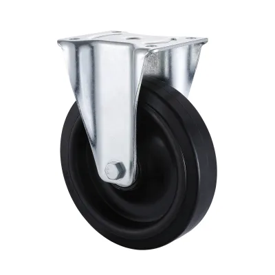 03 Series Heavy Duty Castors with ES Series Black Elastic Rubber Wheel Fixed Castors