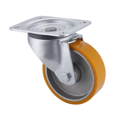 06 Series Industrial Castors with UA Series Yellow Polyurethane Wheel Swivel Castors