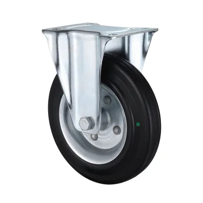 07/08 Series Industrial Castors with BM(SH) Series Black Super Elasitc Rubber Wheel Fixed Castors