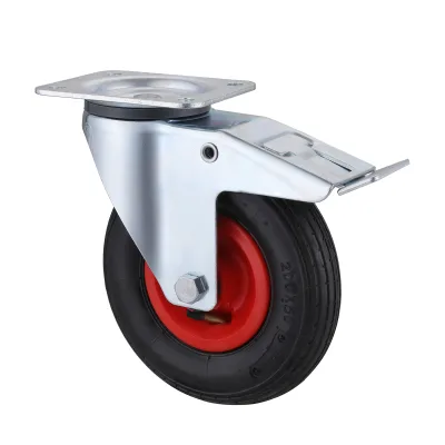 07/08 Series Industrial Castors with FP Series Black Pneumatic Rubber Wheel Top Plate Swivel Castors