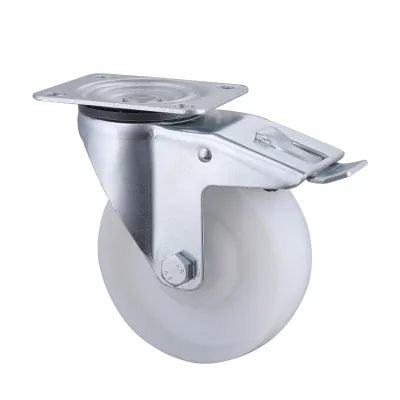 07 Series Industrial Castors with PA Series White Polyamide Wheel1 Swivel Castors with Total Brakes