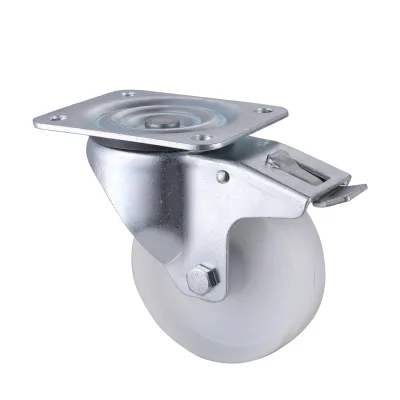 07 Series Industrial Castors with PP Series White Polypropylene Wheel2 Swivel Castors with Total Brakes