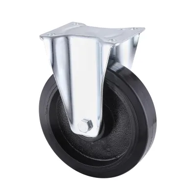 06 Series Industrial Castors with EA Series Black Elastic Rubber Wheel Fixed Castors