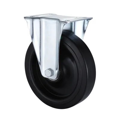 06 Series Industrial Castors with EA Series Black Elastic Rubber Wheel Fixed Castors
