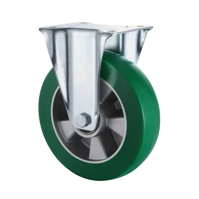 09 Series Industrial Castors with UH Series Green Elastic Polyurethane Wheel Fixed Castors