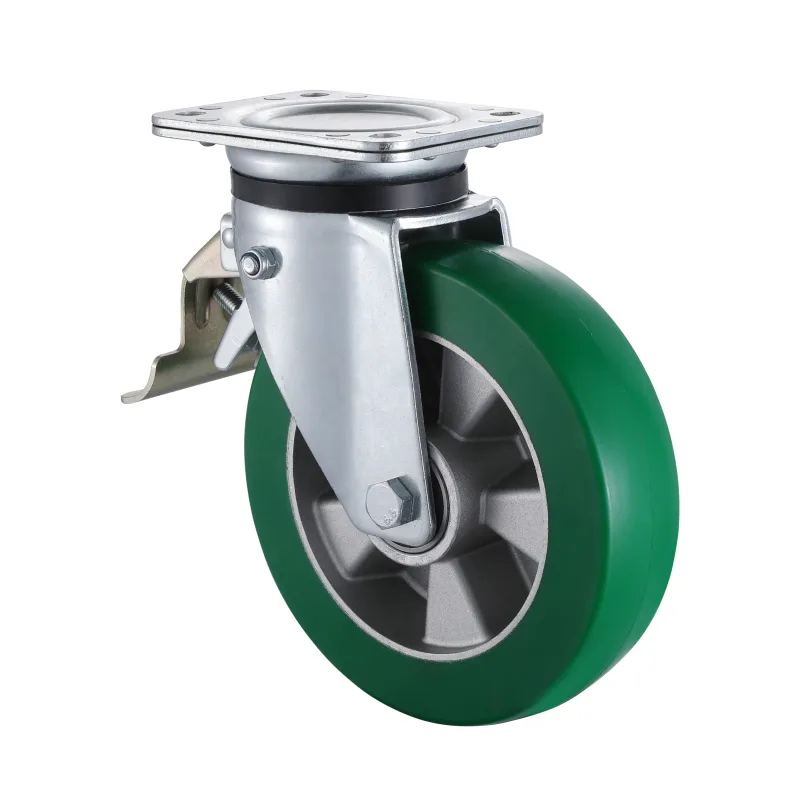03 Series Heavy Duty Castors with UH Series Green Elastic Polyurethane Wheel