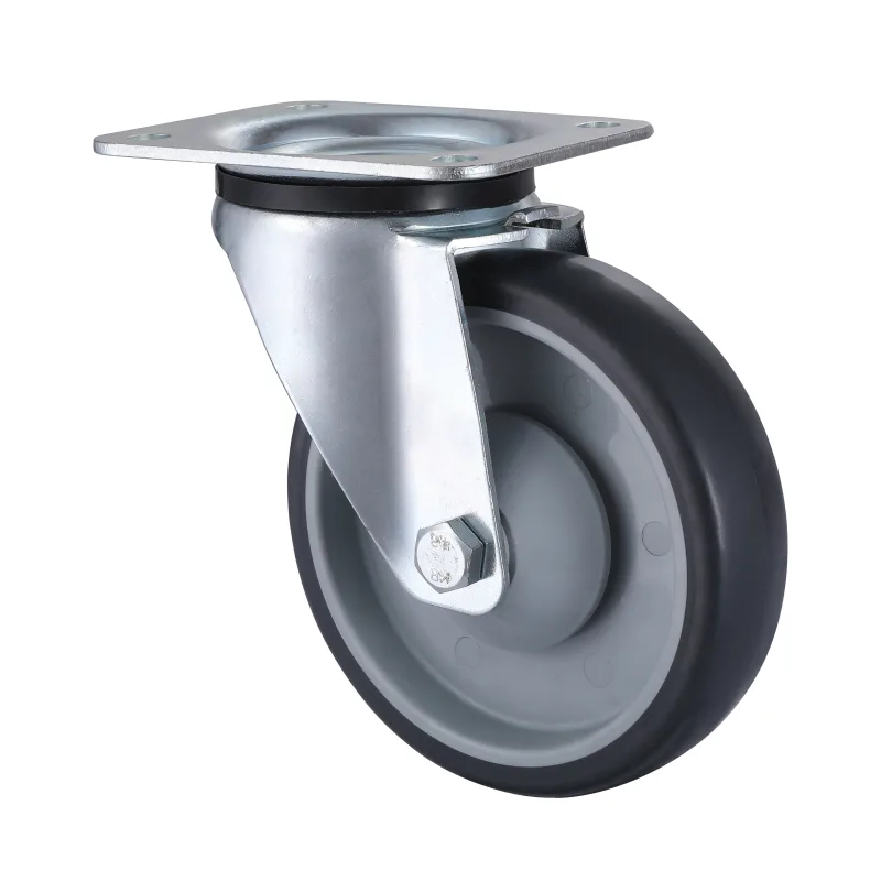 07 Series Industrial Castors with TR Series Grey Thermoplastic Rubber Wheel